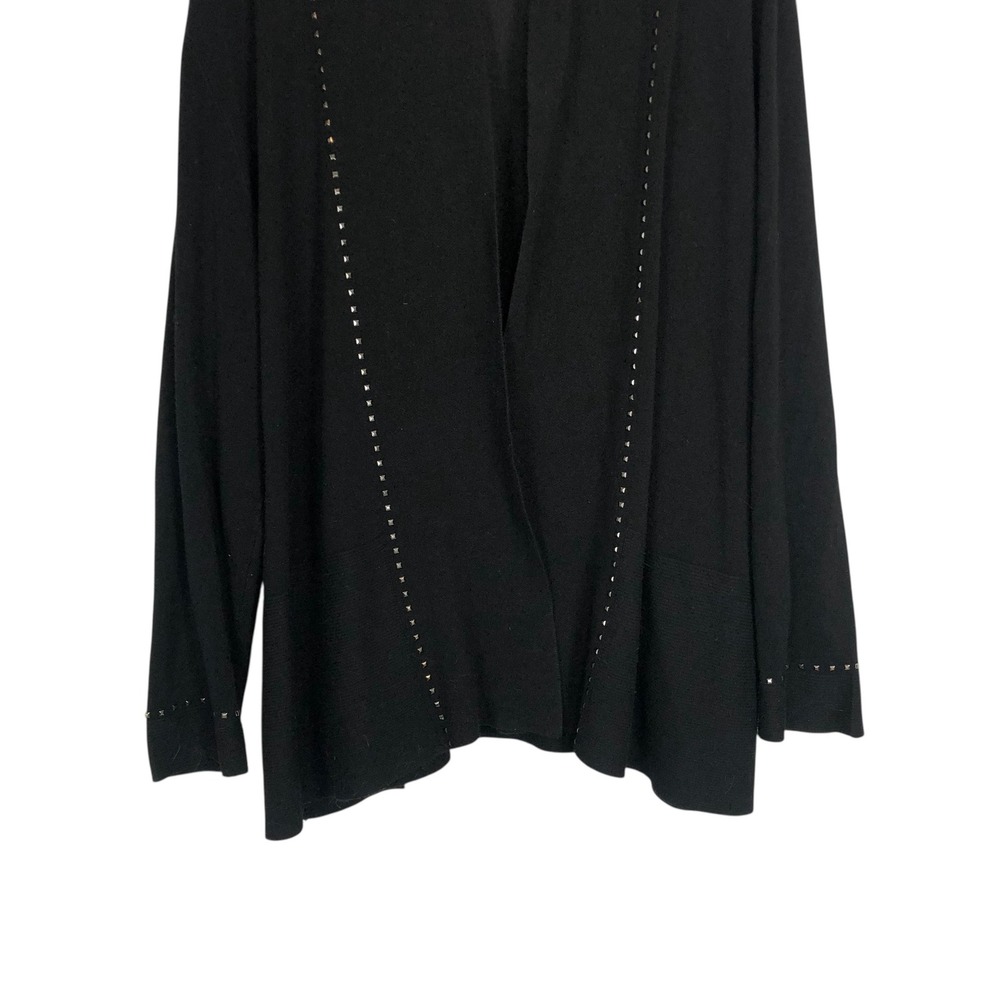89th + Madison Black Studded Open Front Knit Cardigan Sweater Size 2X Gothic - Picture 3 of 11